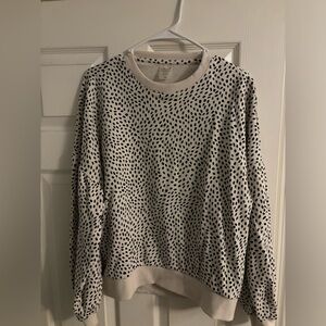 Confetti print birch drop dot shoulder french terry pullover
